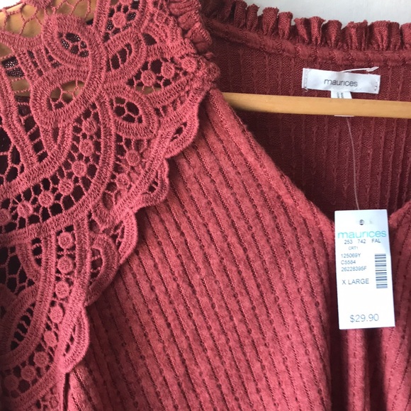 Maurice Long Sleeve Blouse Red/Orange NWT XL - Picture 5 of 10